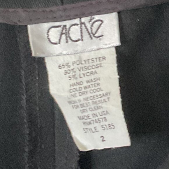 Vintage Cache Black pant suit with rhinestone grommet collar and lace up pants - Picture 8 of 8